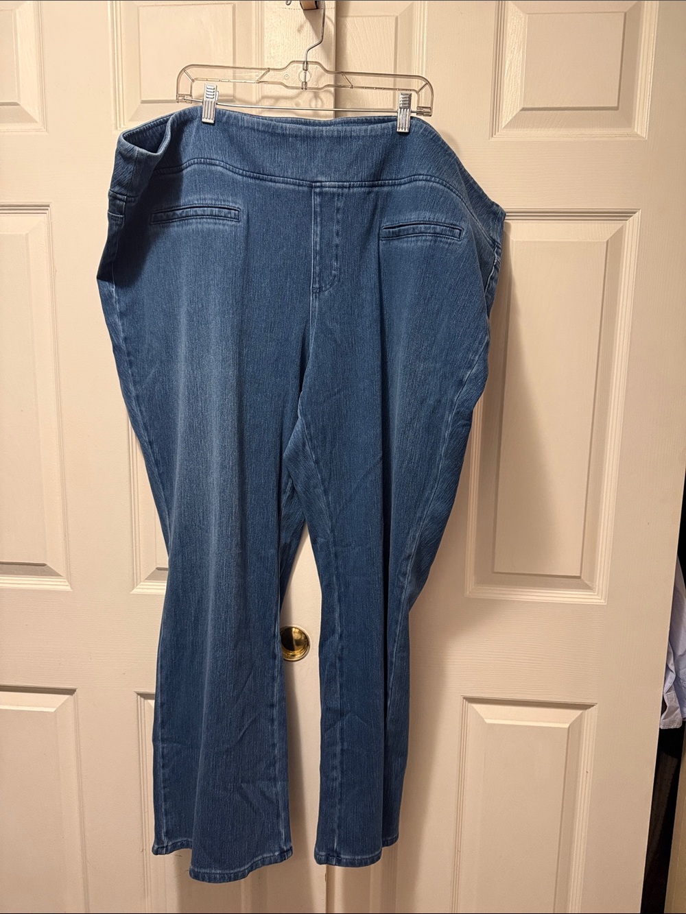 Belle by Kim Gravel Mid-Blue Flare Pull-On Jeans